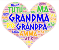heart shape with names of grandparents