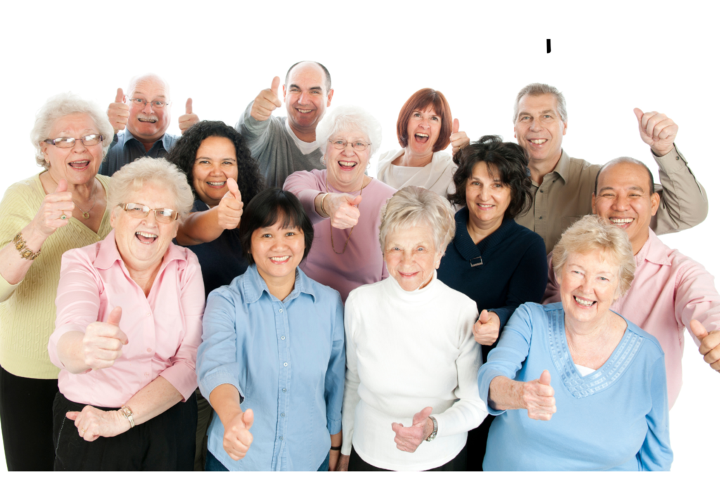 Group of older adults with thumbs up